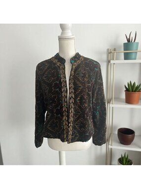 CHICOS Velvet Beaded Jacket Blazer Size Chicos 1 US M 8